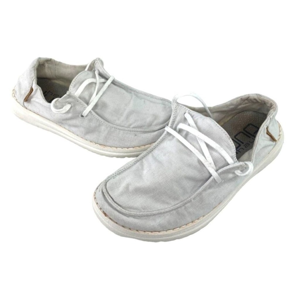 Hey Dude Womens US Size 7 Wendy Chambray White Slip On Comfort Shoes 121410123